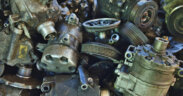 used car parts at an auto salvage yard