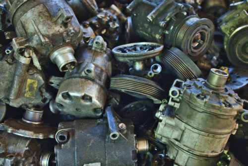 used car parts at an auto salvage yard