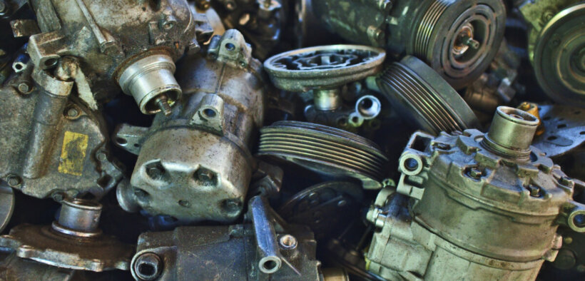 used car parts at an auto salvage yard