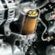 oil filter installed on car engine